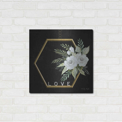 Luxe Metal Art 'Geometric Hexagon Muted Floral' by Cindy Jacobs, Metal Wall Art,24x24