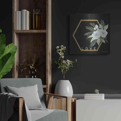 Luxe Metal Art 'Geometric Hexagon Muted Floral' by Cindy Jacobs, Metal Wall Art,24x24