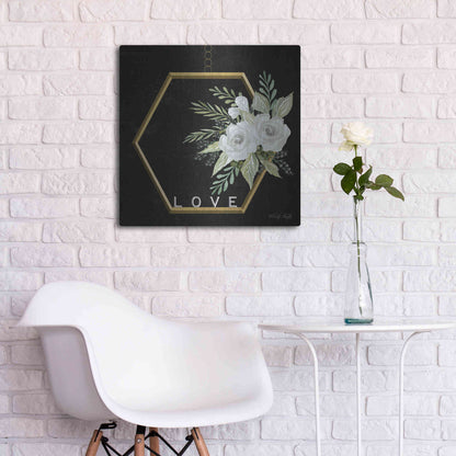 Luxe Metal Art 'Geometric Hexagon Muted Floral' by Cindy Jacobs, Metal Wall Art,24x24