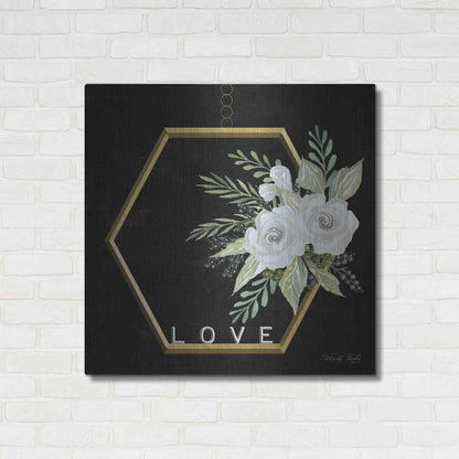 Luxe Metal Art 'Geometric Hexagon Muted Floral' by Cindy Jacobs, Metal Wall Art,36x36