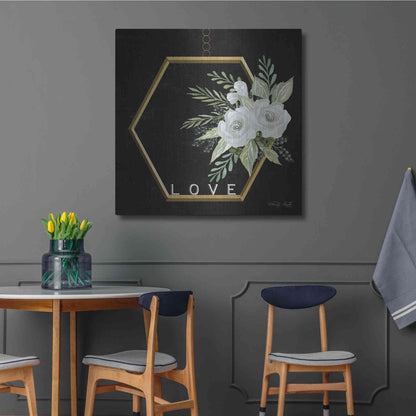 Luxe Metal Art 'Geometric Hexagon Muted Floral' by Cindy Jacobs, Metal Wall Art,36x36