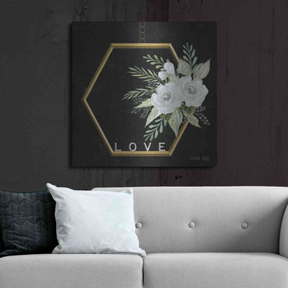 Luxe Metal Art 'Geometric Hexagon Muted Floral' by Cindy Jacobs, Metal Wall Art,36x36
