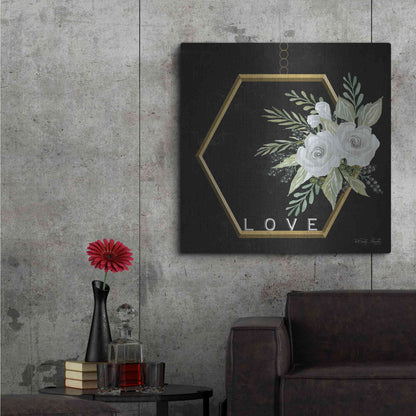 Luxe Metal Art 'Geometric Hexagon Muted Floral' by Cindy Jacobs, Metal Wall Art,36x36