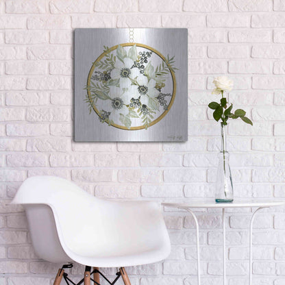 Luxe Metal Art 'Geometric Circle Muted Floral' by Cindy Jacobs, Metal Wall Art,24x24