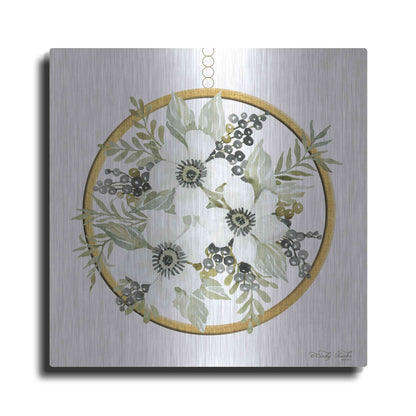Luxe Metal Art 'Geometric Circle Muted Floral' by Cindy Jacobs, Metal Wall Art