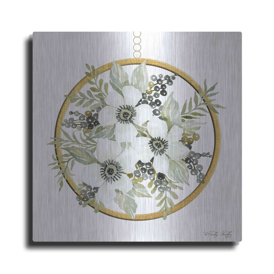 Luxe Metal Art 'Geometric Circle Muted Floral' by Cindy Jacobs, Metal Wall Art
