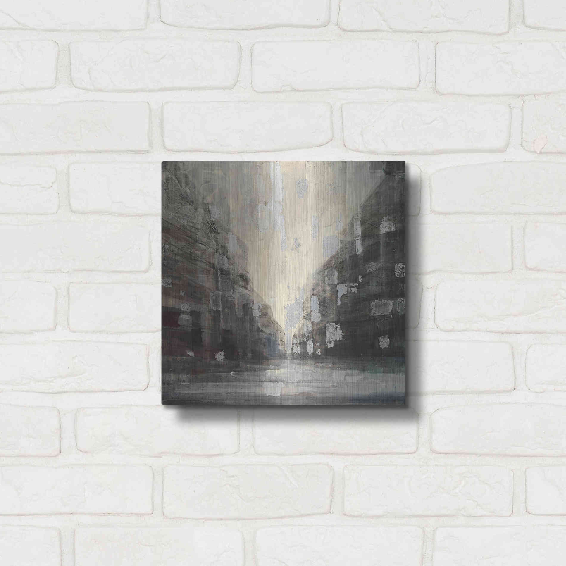 Luxe Metal Art 'Silver City' by Albena Hristova, Metal Wall Art,12x12