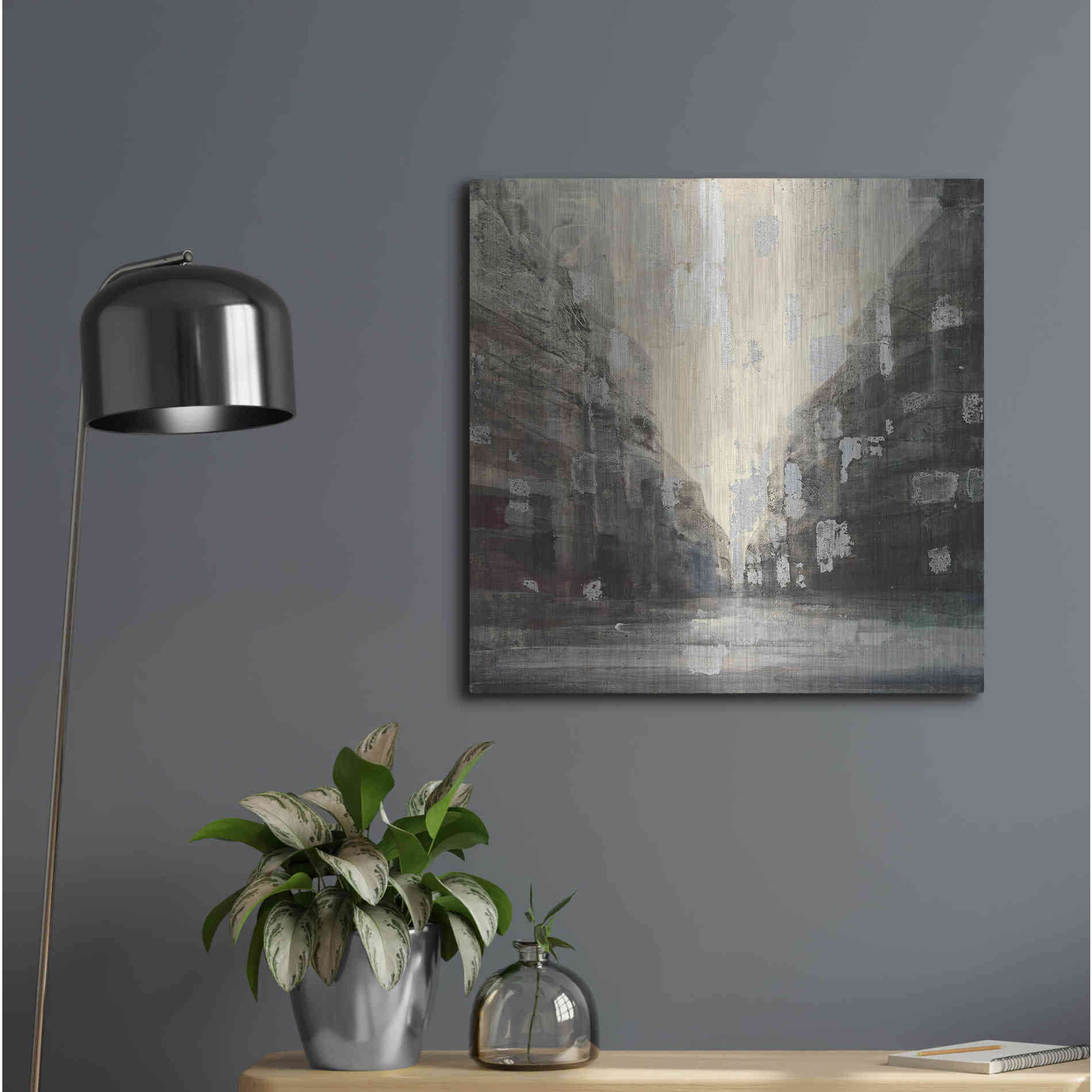 Luxe Metal Art 'Silver City' by Albena Hristova, Metal Wall Art,24x24