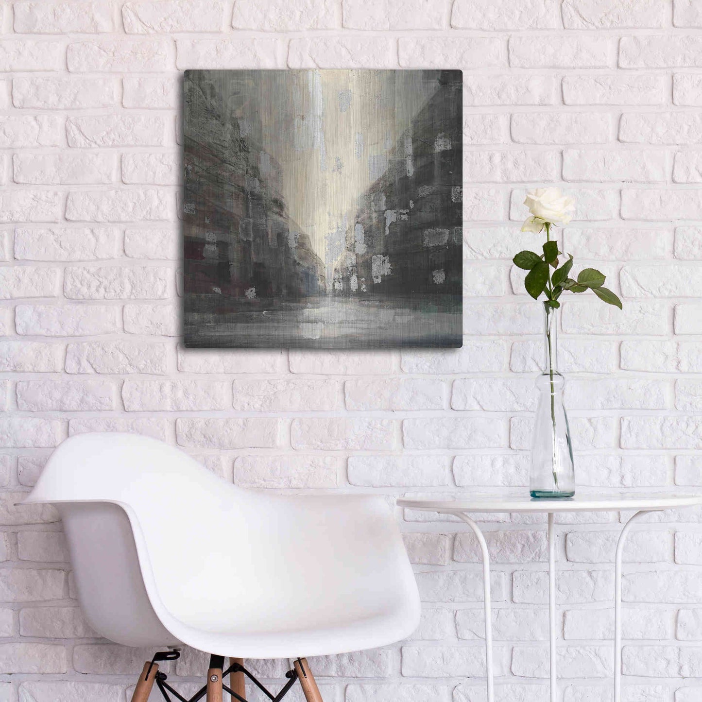 Luxe Metal Art 'Silver City' by Albena Hristova, Metal Wall Art,24x24