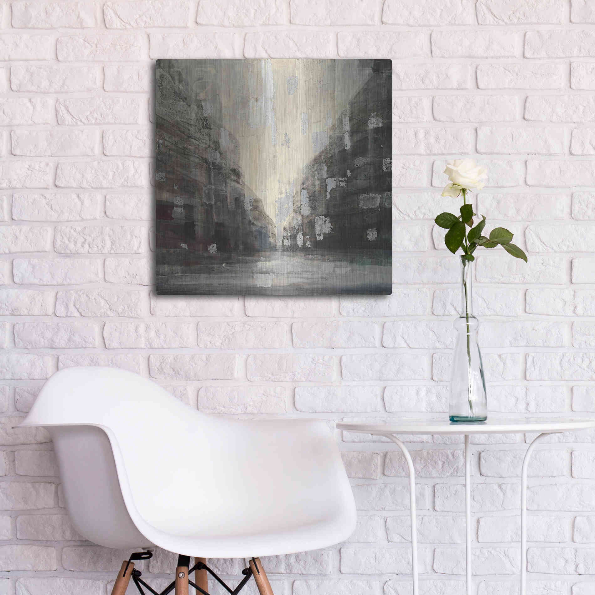 Luxe Metal Art 'Silver City' by Albena Hristova, Metal Wall Art,24x24