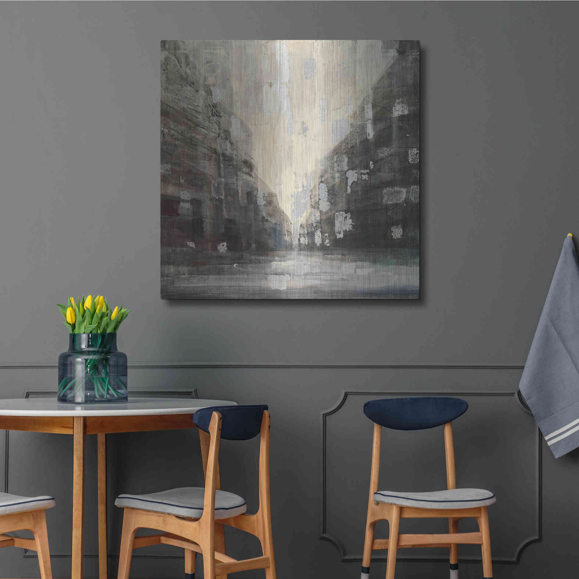 Luxe Metal Art 'Silver City' by Albena Hristova, Metal Wall Art,36x36