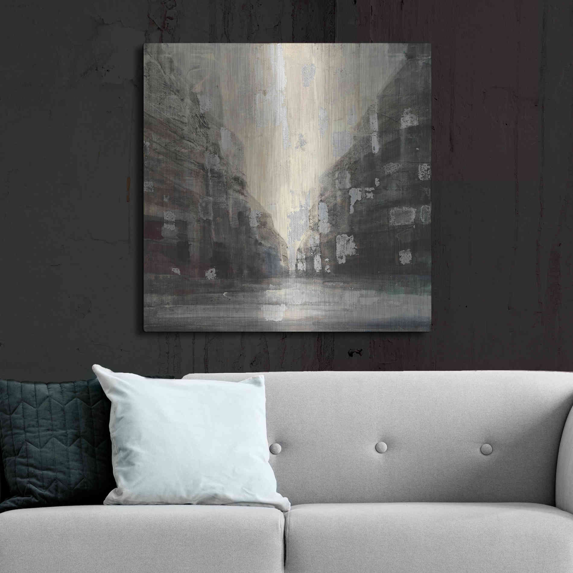 Luxe Metal Art 'Silver City' by Albena Hristova, Metal Wall Art,36x36