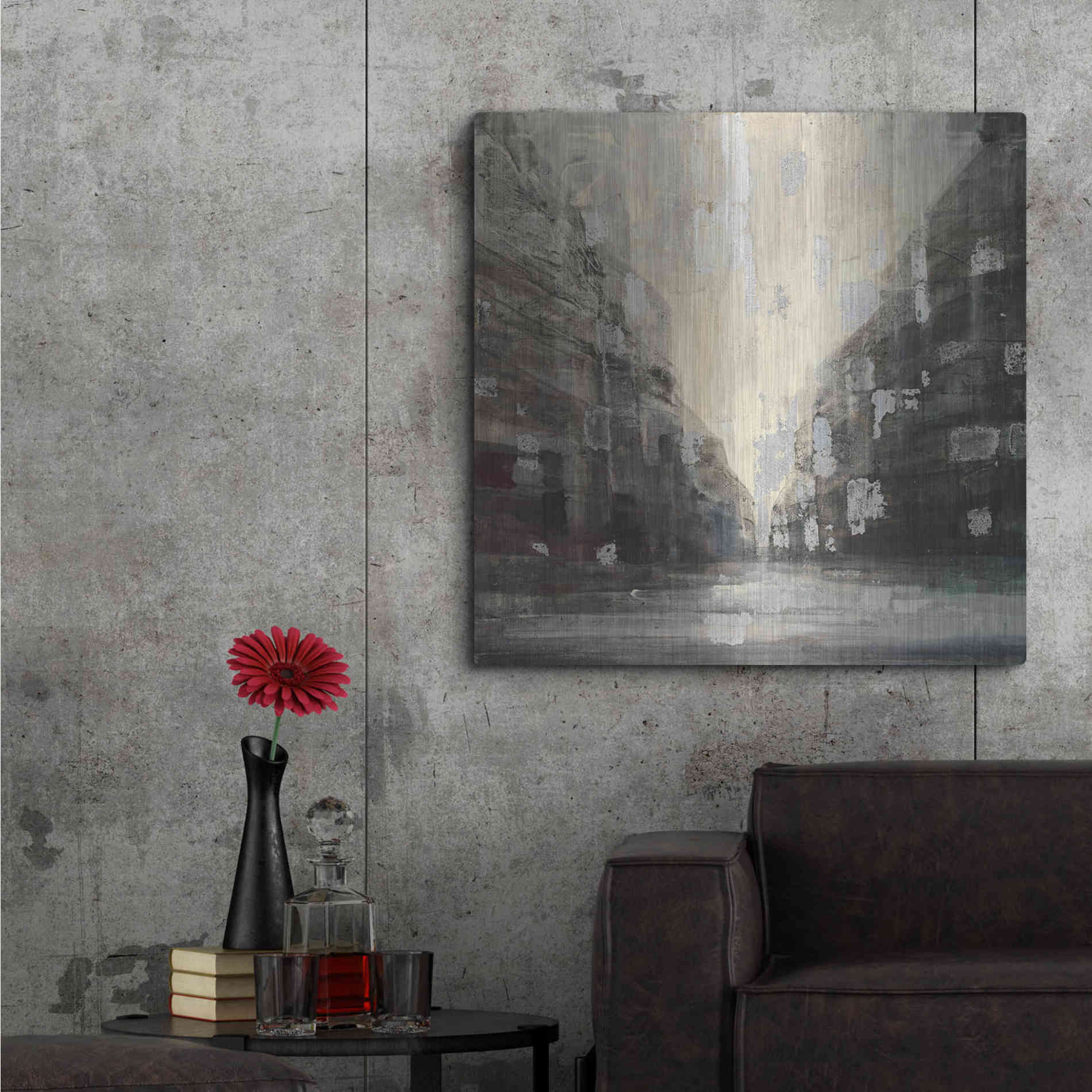 Luxe Metal Art 'Silver City' by Albena Hristova, Metal Wall Art,36x36