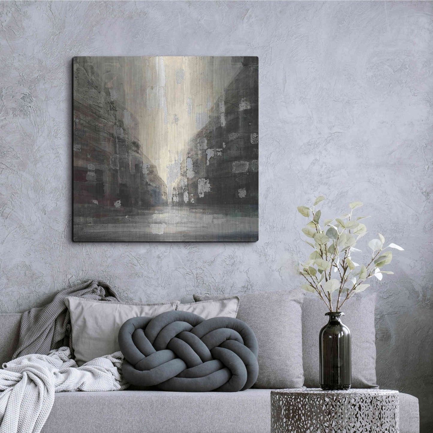 Luxe Metal Art 'Silver City' by Albena Hristova, Metal Wall Art,36x36