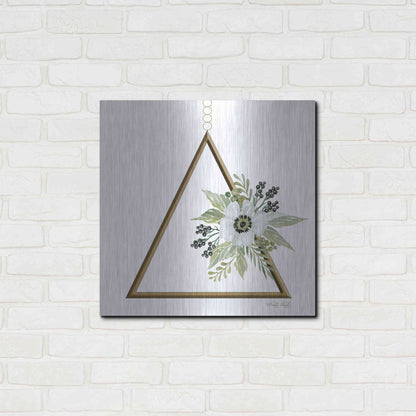 Luxe Metal Art 'Geometric Triangle Muted Floral II' by Cindy Jacobs, Metal Wall Art,24x24