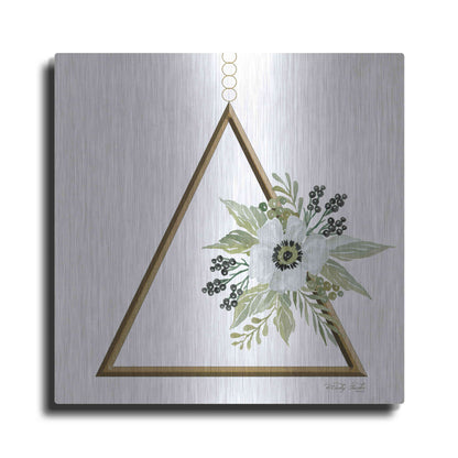 Luxe Metal Art 'Geometric Triangle Muted Floral II' by Cindy Jacobs, Metal Wall Art