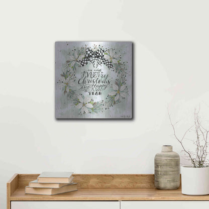Luxe Metal Art 'We Wish You a Merry Christmas' by Cindy Jacobs, Metal Wall Art,12x12