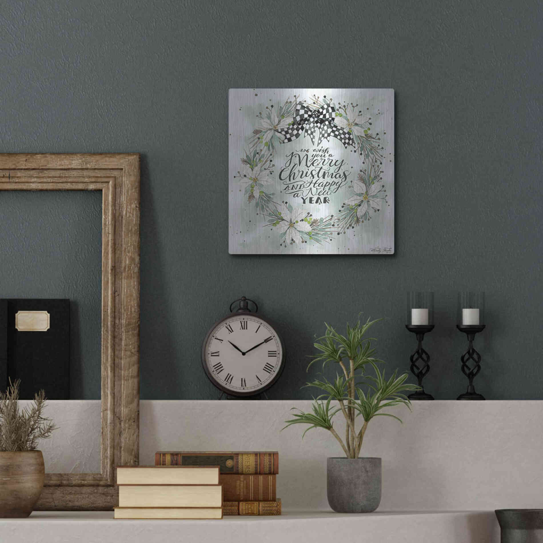 Luxe Metal Art 'We Wish You a Merry Christmas' by Cindy Jacobs, Metal Wall Art,12x12