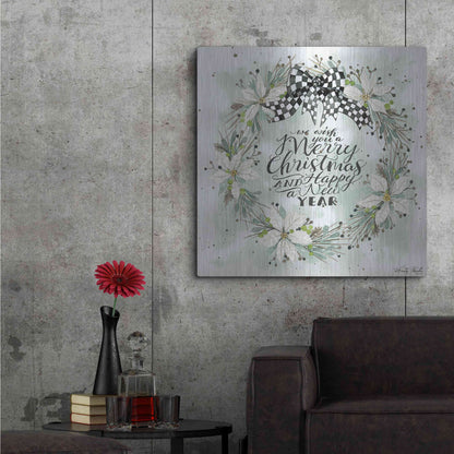 Luxe Metal Art 'We Wish You a Merry Christmas' by Cindy Jacobs, Metal Wall Art,36x36