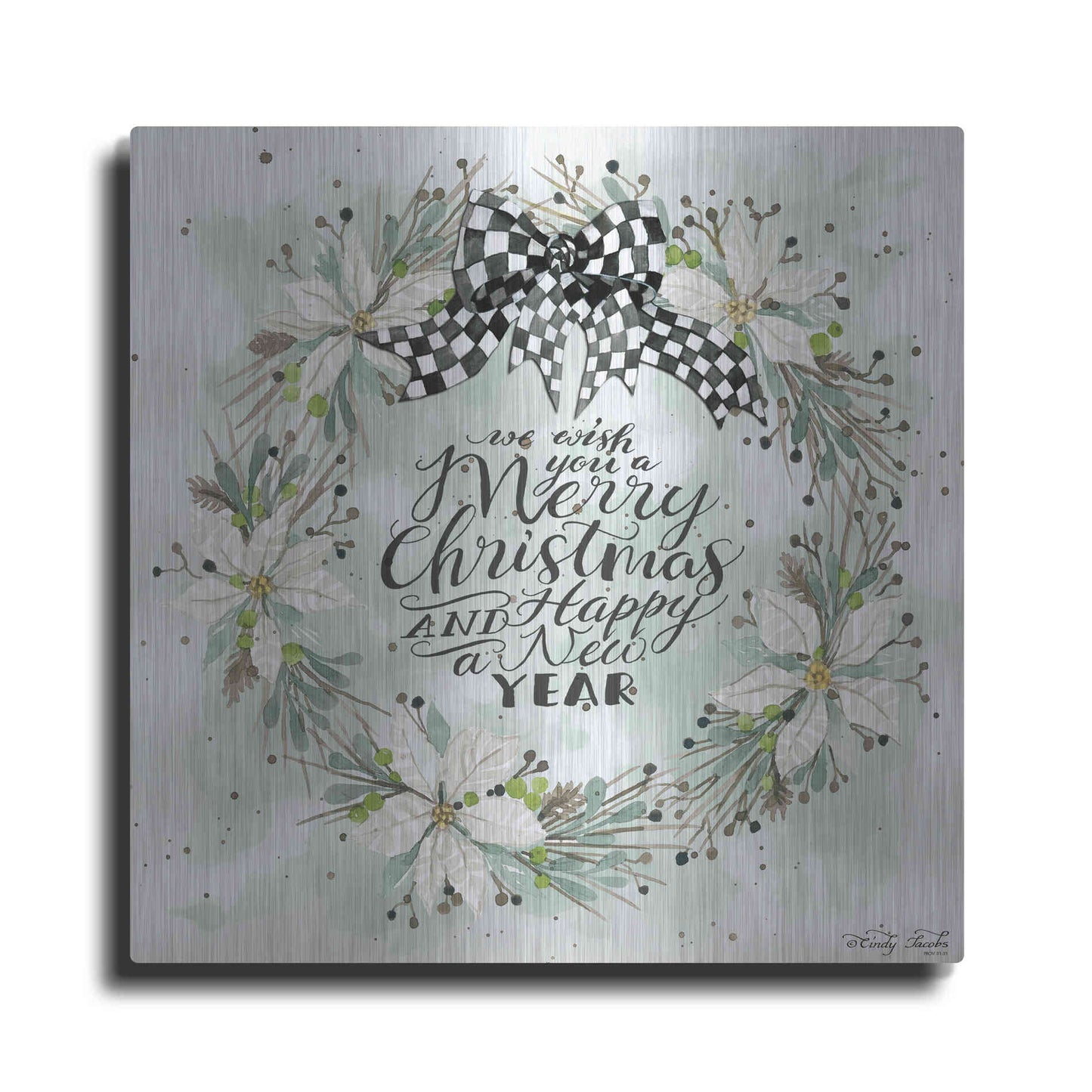 Luxe Metal Art 'We Wish You a Merry Christmas' by Cindy Jacobs, Metal Wall Art