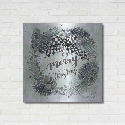 Luxe Metal Art 'Merry Christmas Wreath II' by Cindy Jacobs, Metal Wall Art,36x36