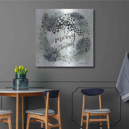 Luxe Metal Art 'Merry Christmas Wreath II' by Cindy Jacobs, Metal Wall Art,36x36