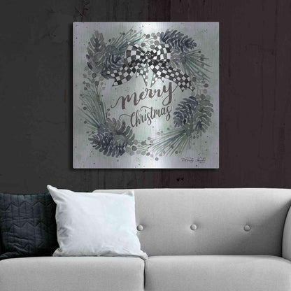 Luxe Metal Art 'Merry Christmas Wreath II' by Cindy Jacobs, Metal Wall Art,36x36