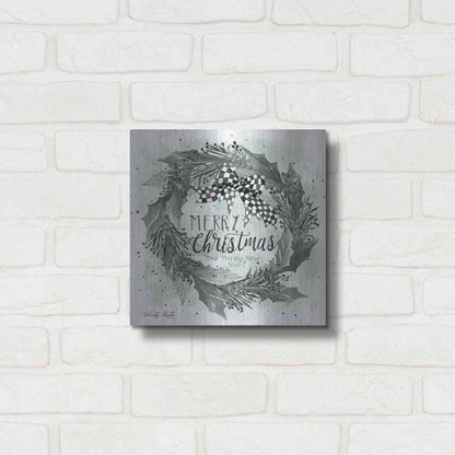 Luxe Metal Art 'Christmas and New Year Wreath' by Cindy Jacobs, Metal Wall Art,12x12