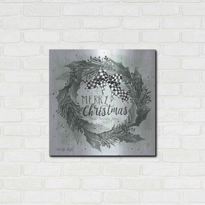 Luxe Metal Art 'Christmas and New Year Wreath' by Cindy Jacobs, Metal Wall Art,24x24