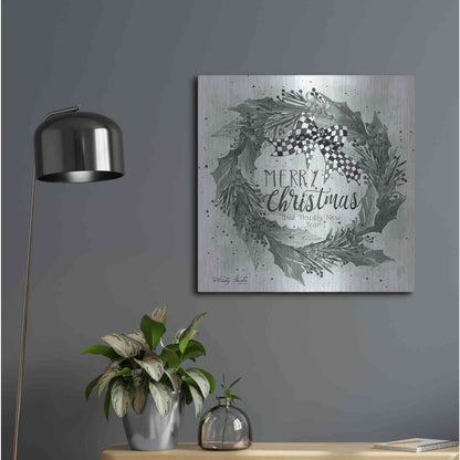 Luxe Metal Art 'Christmas and New Year Wreath' by Cindy Jacobs, Metal Wall Art,24x24