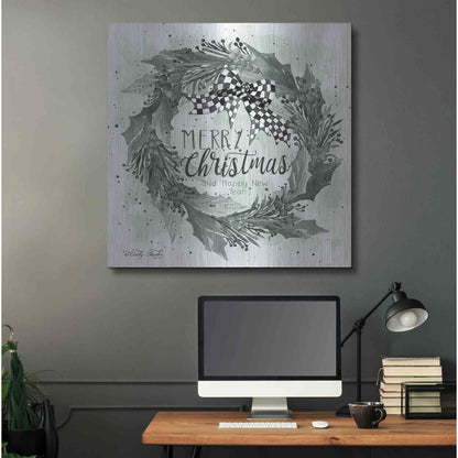 Luxe Metal Art 'Christmas and New Year Wreath' by Cindy Jacobs, Metal Wall Art,36x36