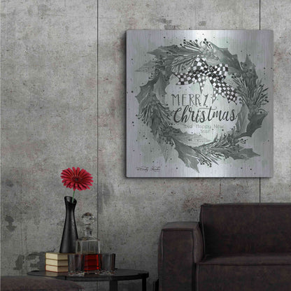Luxe Metal Art 'Christmas and New Year Wreath' by Cindy Jacobs, Metal Wall Art,36x36