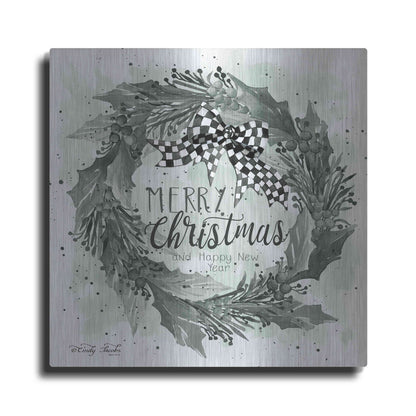 Luxe Metal Art 'Christmas and New Year Wreath' by Cindy Jacobs, Metal Wall Art