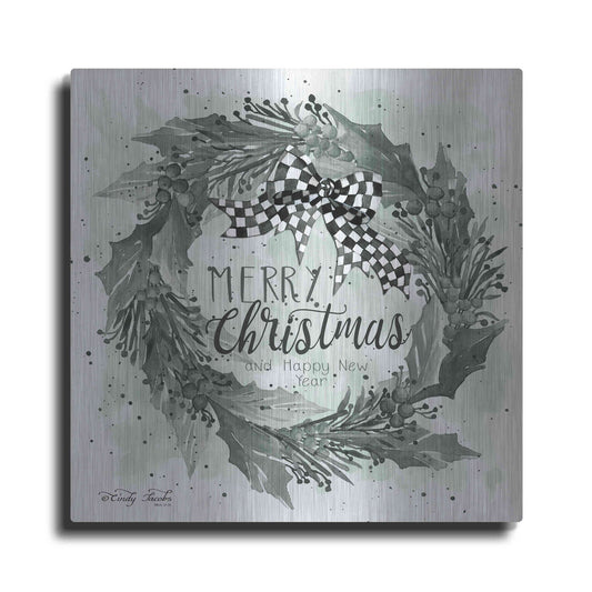 Luxe Metal Art 'Christmas and New Year Wreath' by Cindy Jacobs, Metal Wall Art
