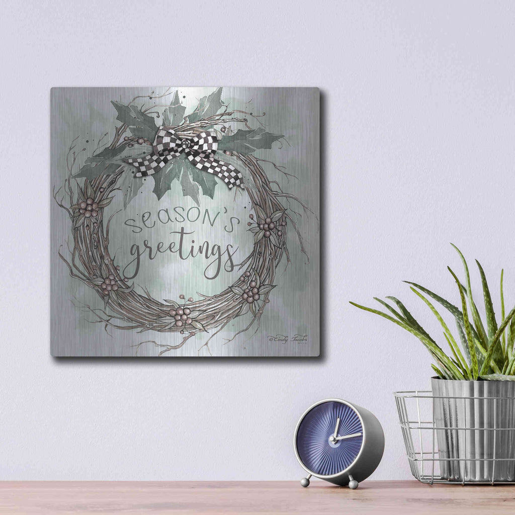 Luxe Metal Art 'Season's Greetings' by Cindy Jacobs, Metal Wall Art,12x12