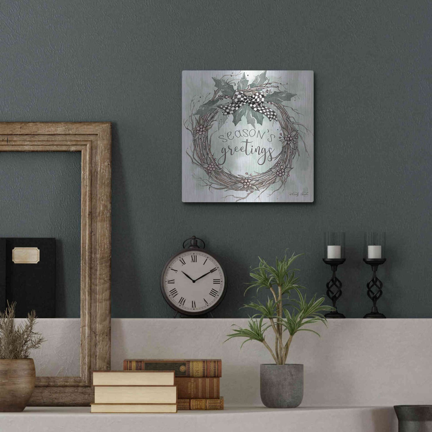 Luxe Metal Art 'Season's Greetings' by Cindy Jacobs, Metal Wall Art,12x12