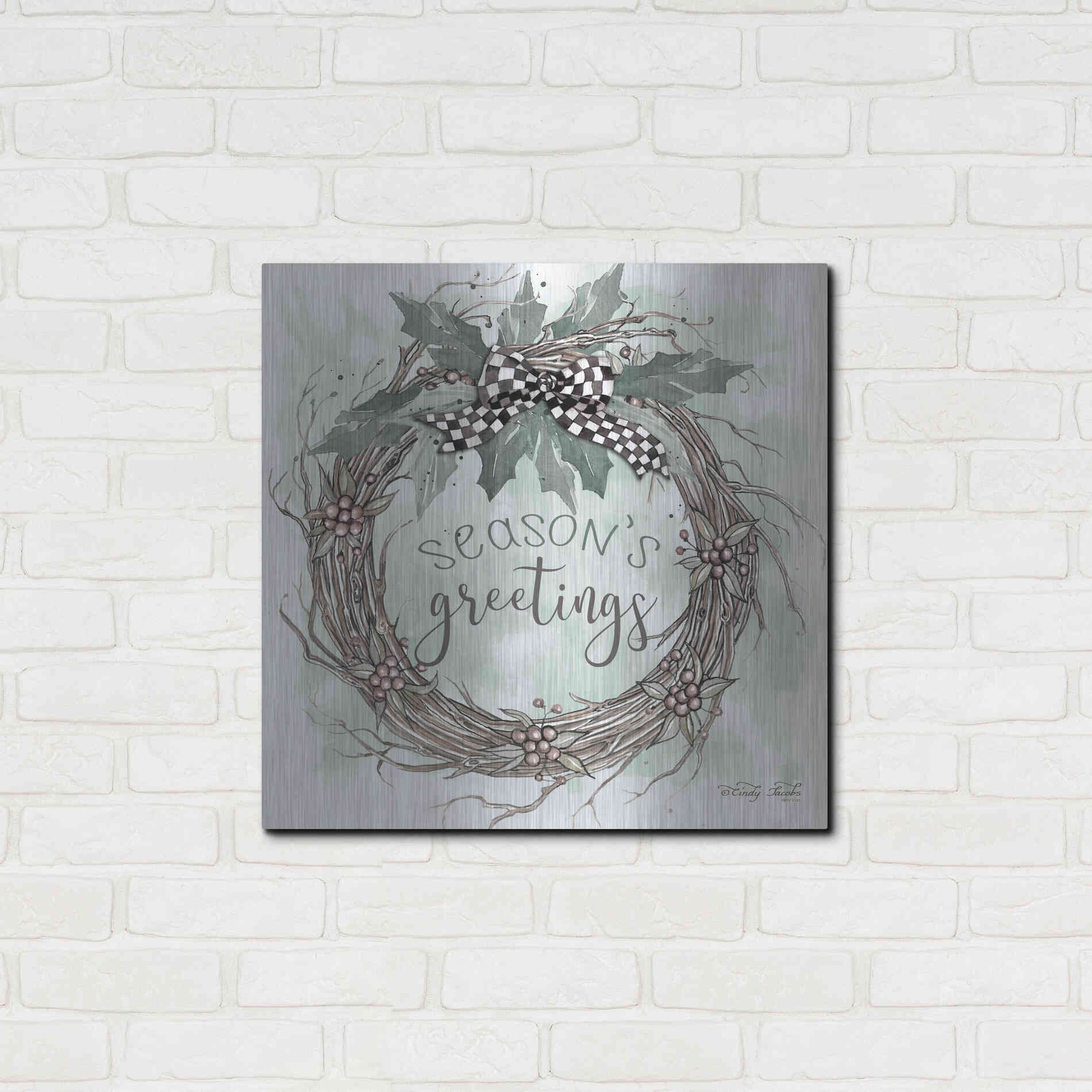 Luxe Metal Art 'Season's Greetings' by Cindy Jacobs, Metal Wall Art,24x24