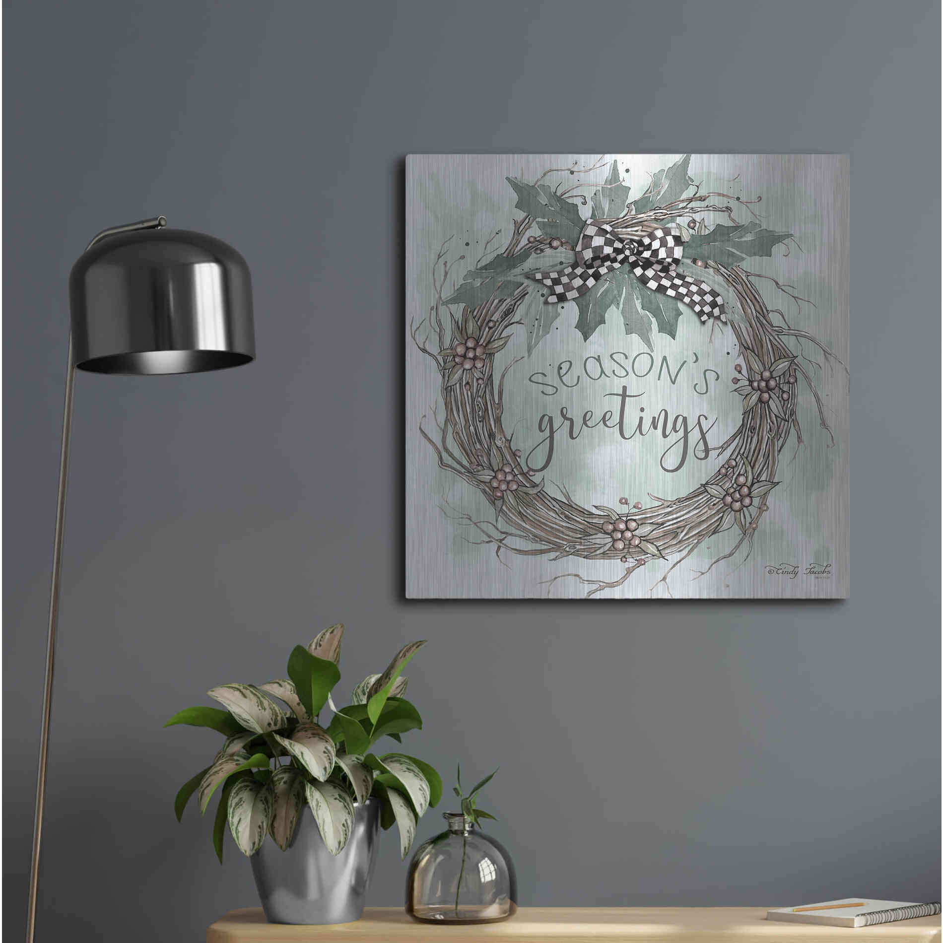 Luxe Metal Art 'Season's Greetings' by Cindy Jacobs, Metal Wall Art,24x24