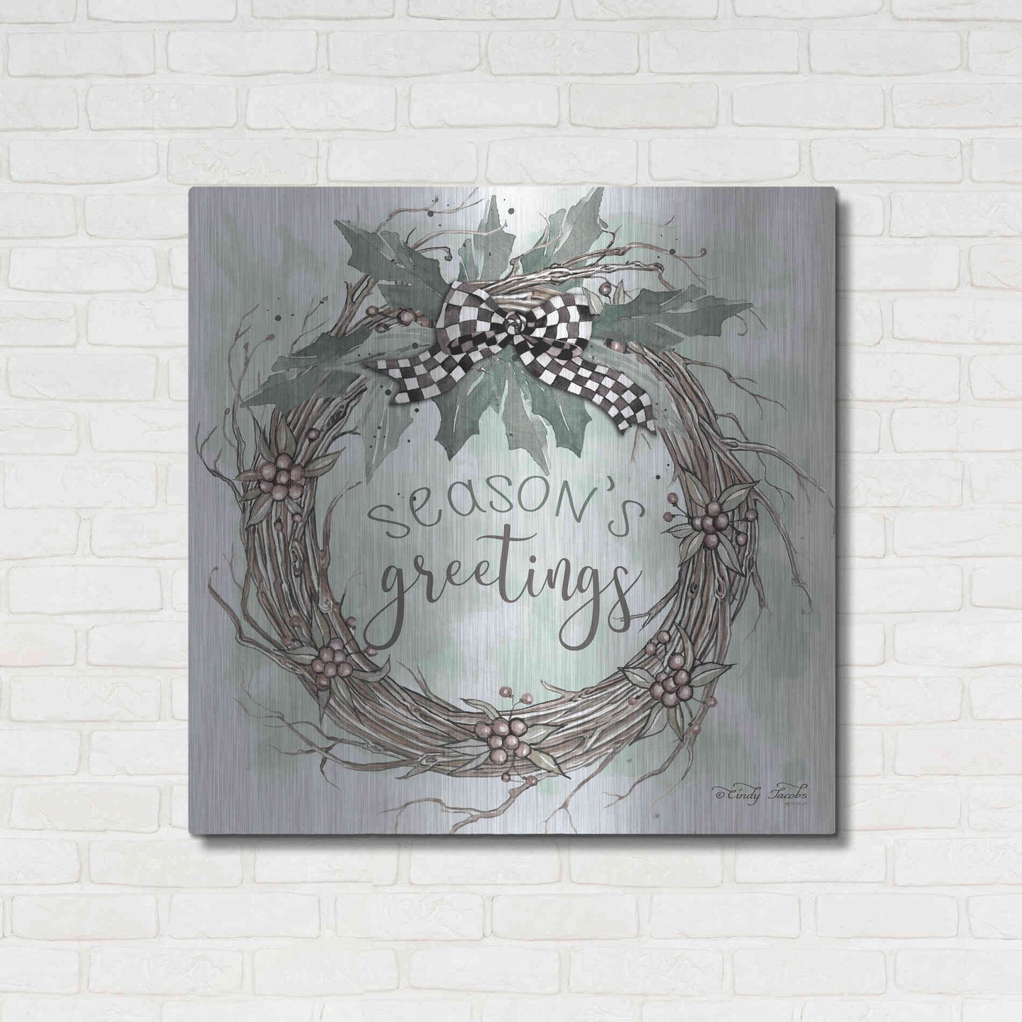 Luxe Metal Art 'Season's Greetings' by Cindy Jacobs, Metal Wall Art,36x36