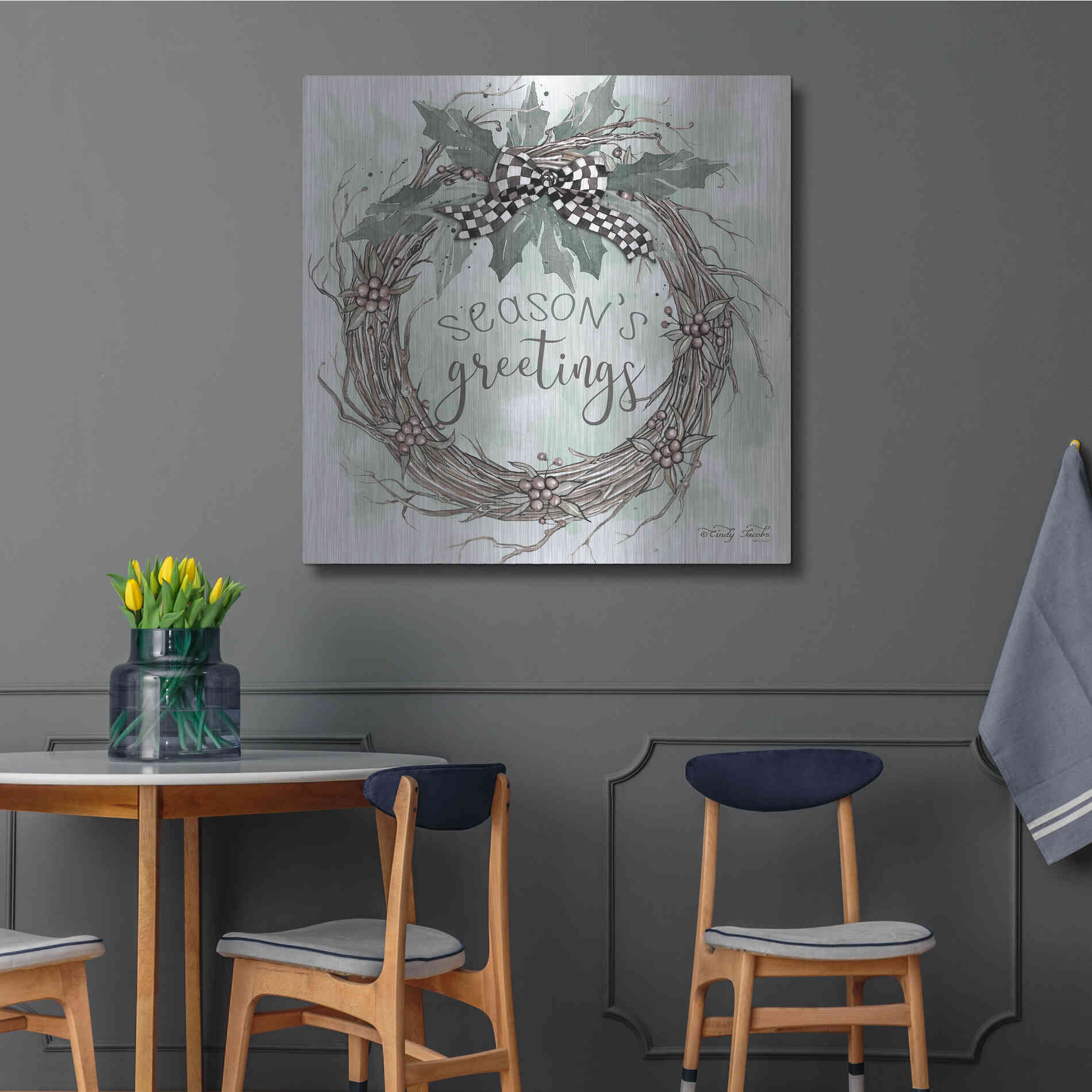 Luxe Metal Art 'Season's Greetings' by Cindy Jacobs, Metal Wall Art,36x36