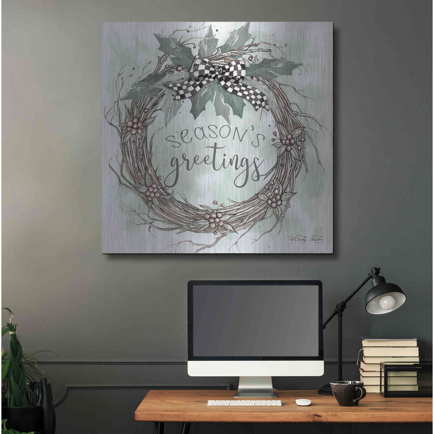 Luxe Metal Art 'Season's Greetings' by Cindy Jacobs, Metal Wall Art,36x36