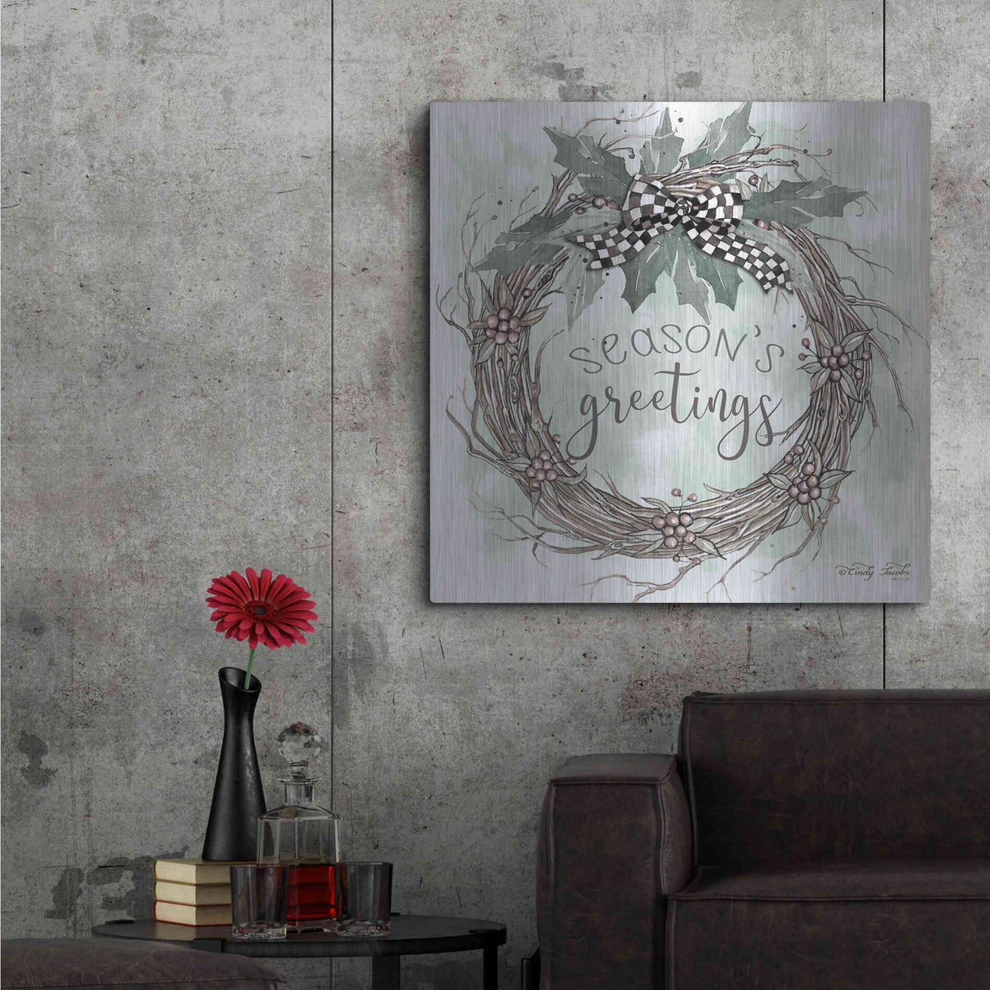 Luxe Metal Art 'Season's Greetings' by Cindy Jacobs, Metal Wall Art,36x36