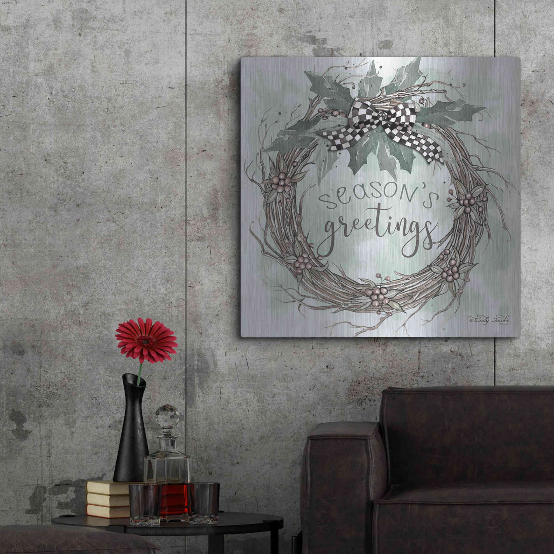 Luxe Metal Art 'Season's Greetings' by Cindy Jacobs, Metal Wall Art,36x36