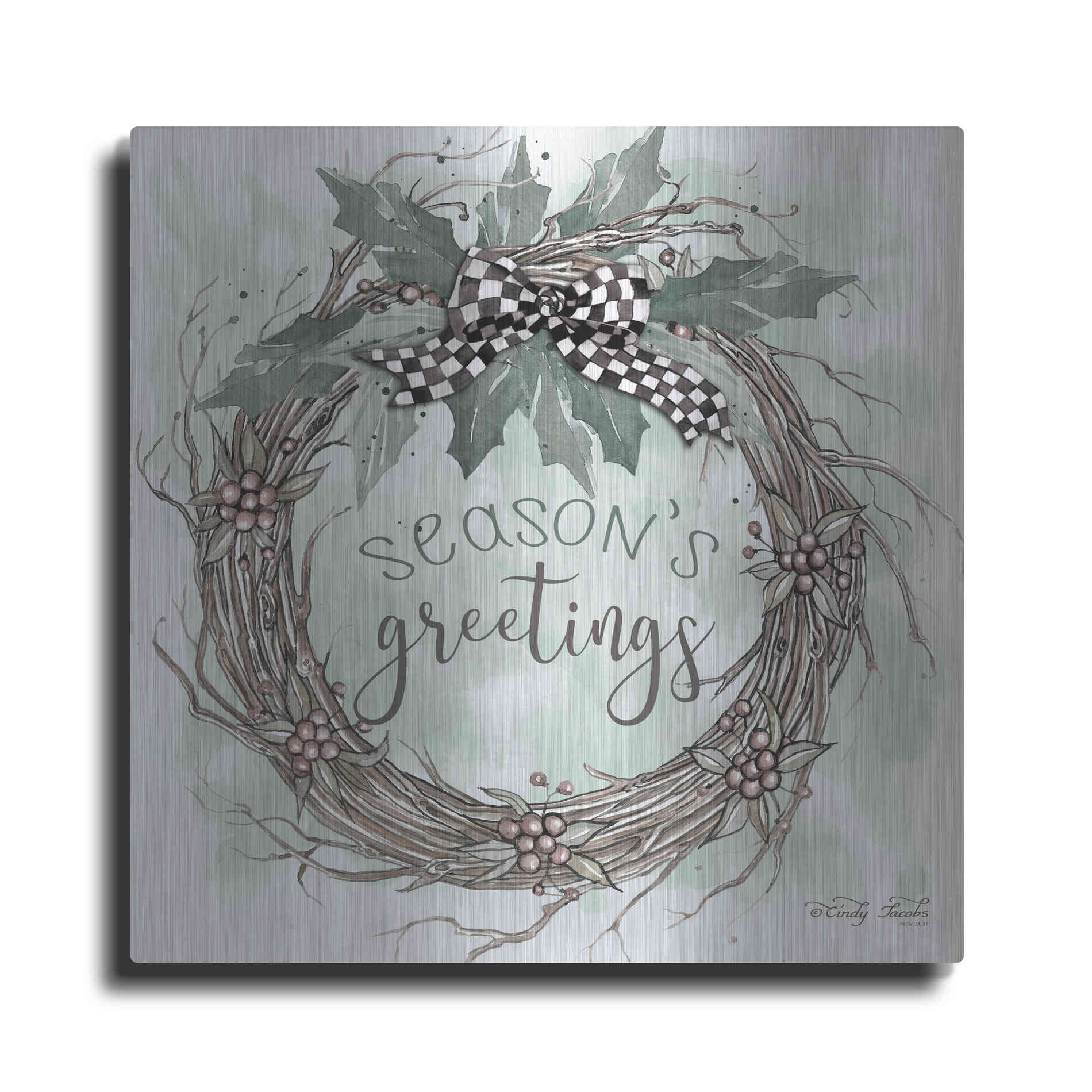 Luxe Metal Art 'Season's Greetings' by Cindy Jacobs, Metal Wall Art