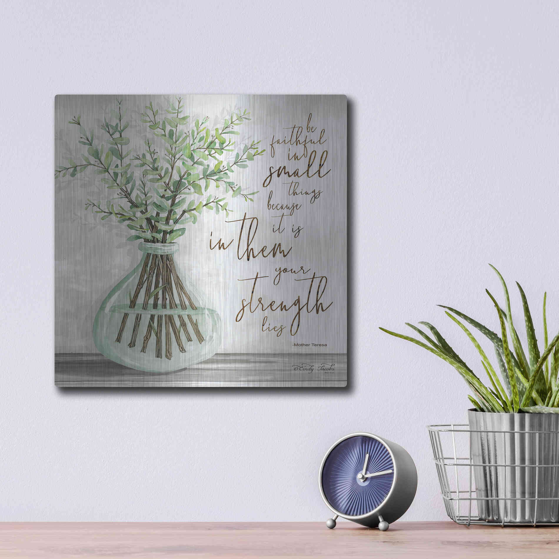 Luxe Metal Art 'Be Faithful' by Cindy Jacobs, Metal Wall Art,12x12