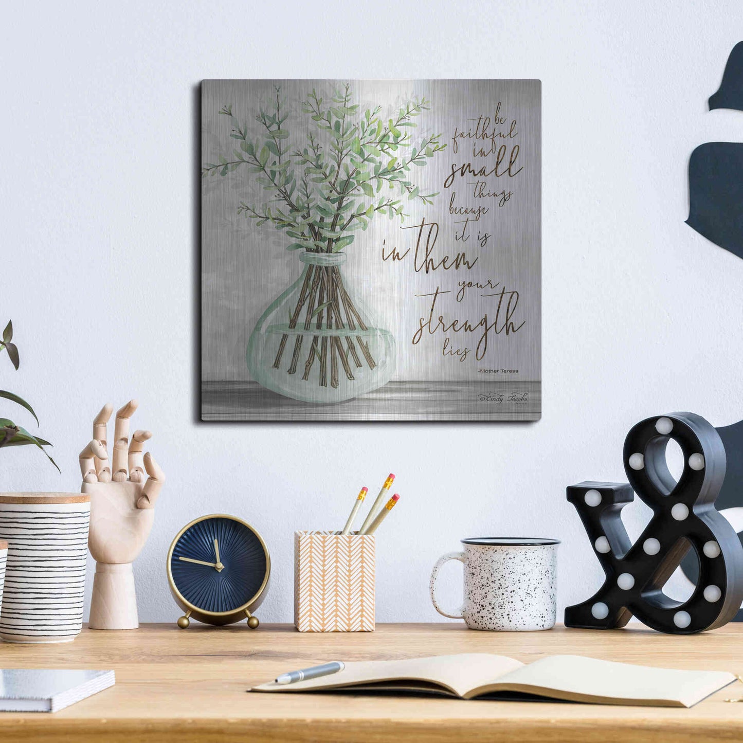 Luxe Metal Art 'Be Faithful' by Cindy Jacobs, Metal Wall Art,12x12