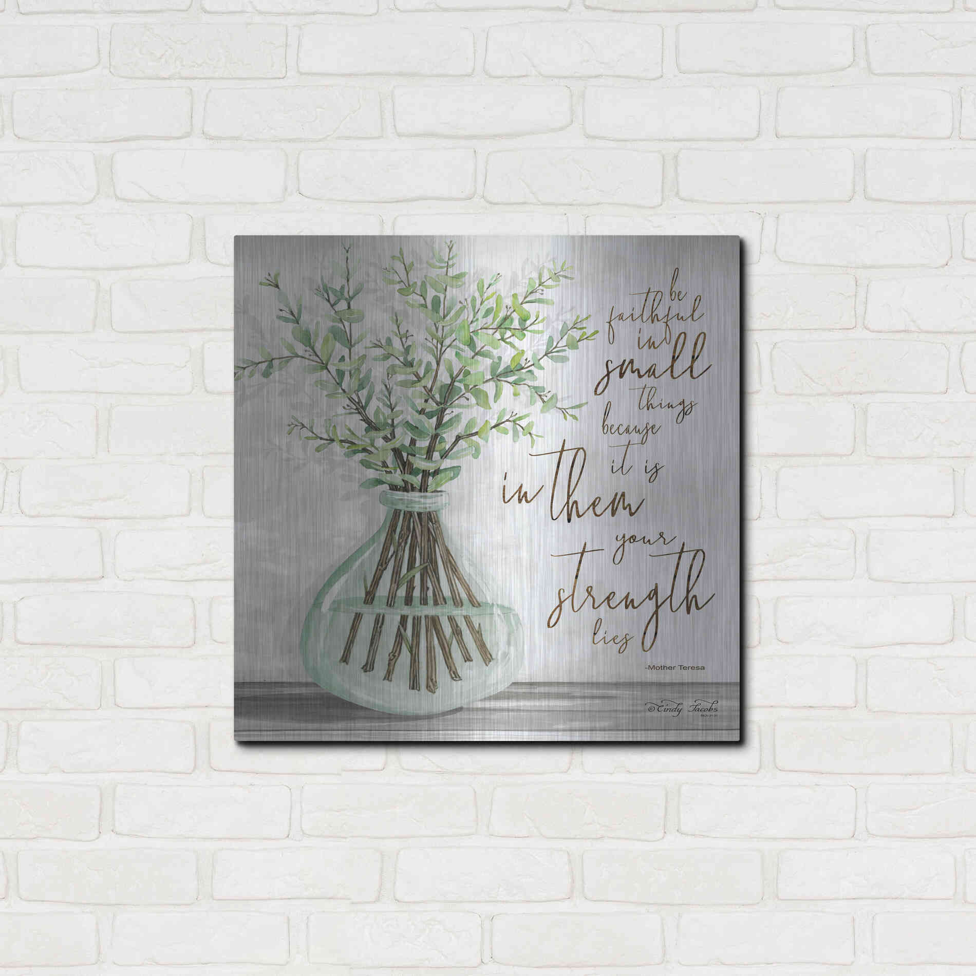 Luxe Metal Art 'Be Faithful' by Cindy Jacobs, Metal Wall Art,24x24