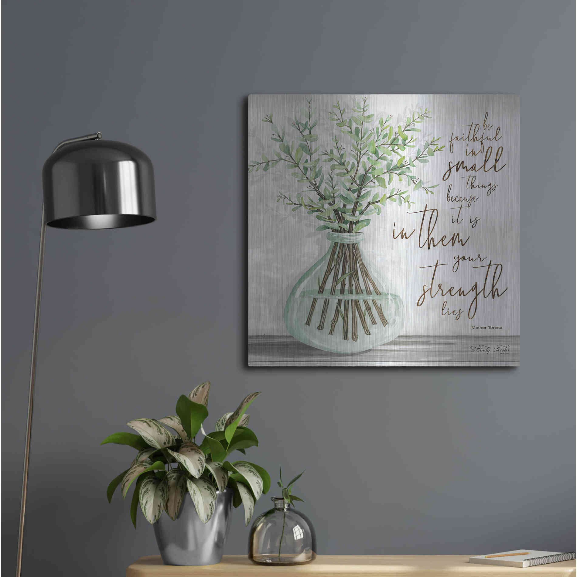 Luxe Metal Art 'Be Faithful' by Cindy Jacobs, Metal Wall Art,24x24