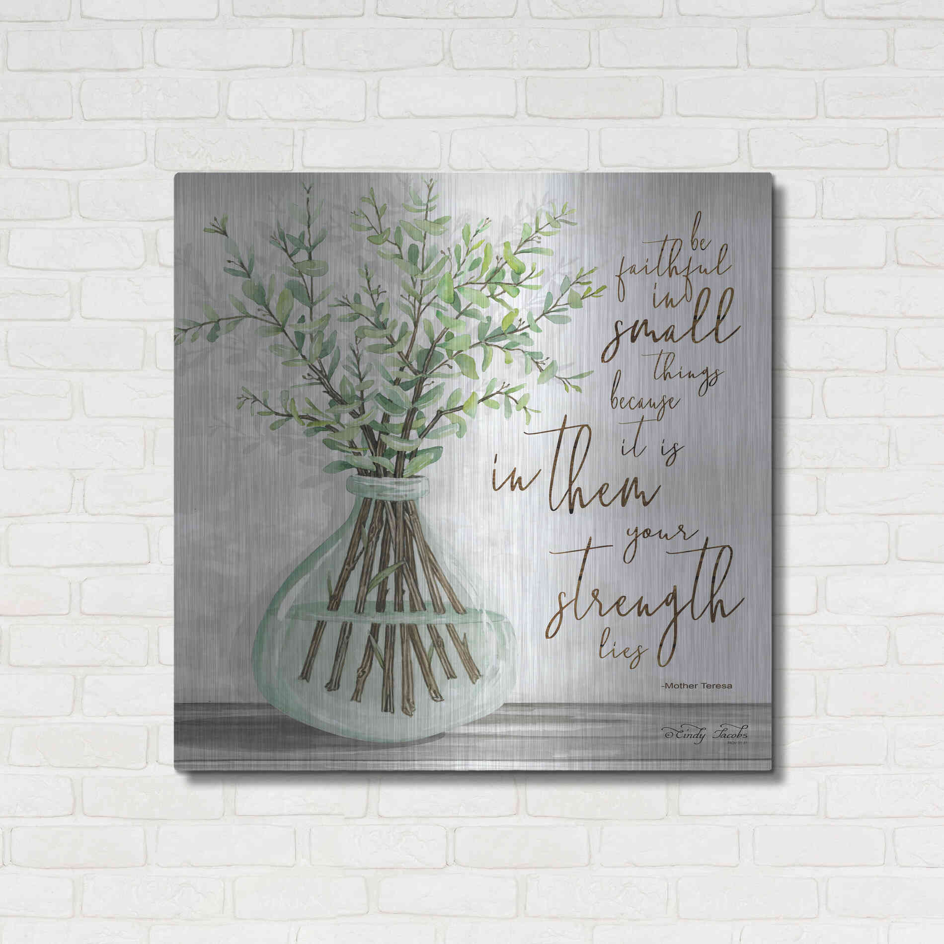 Luxe Metal Art 'Be Faithful' by Cindy Jacobs, Metal Wall Art,36x36