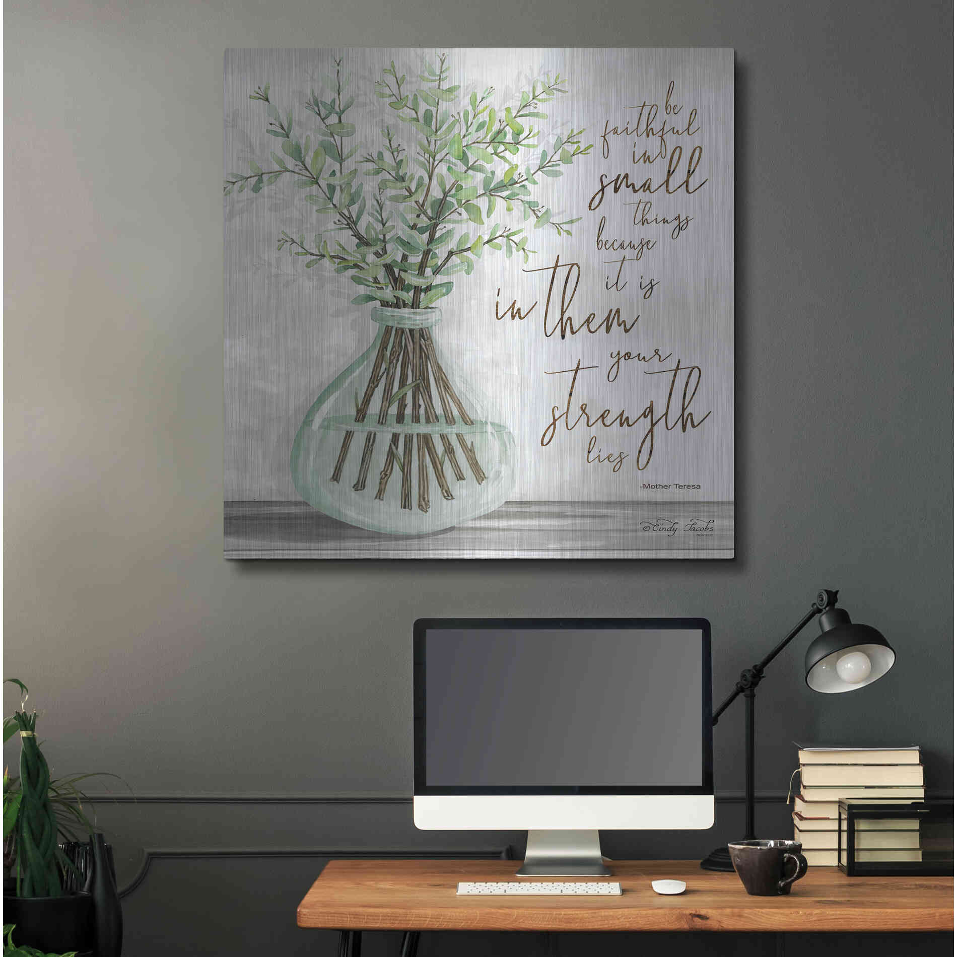 Luxe Metal Art 'Be Faithful' by Cindy Jacobs, Metal Wall Art,36x36